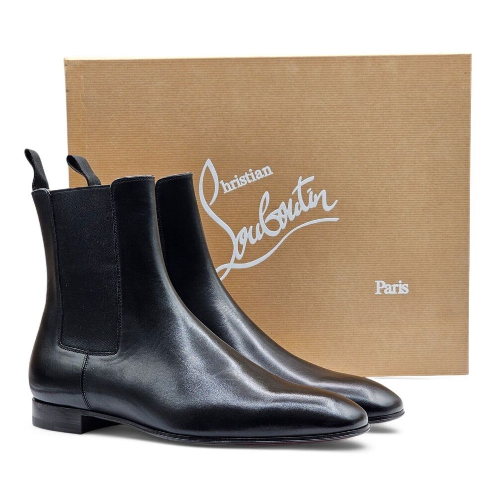 Christian Louboutin Roadie Leather Flat Boots - Black - EU 40 / US 7 $1295